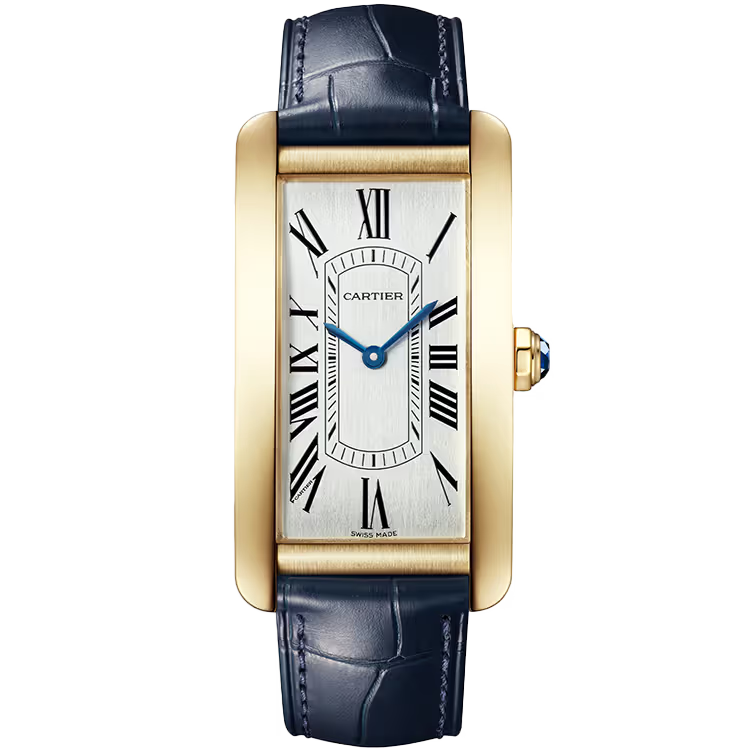 Cartier Tank Silver Dial Americaine Large Model Yellow Gold Leather Bracelet 44mm - Image 1