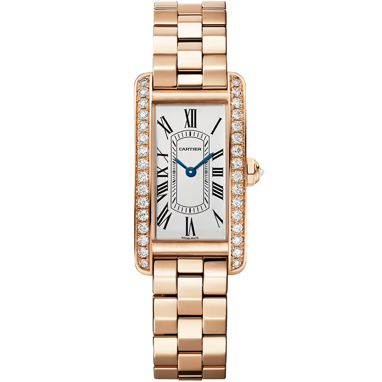 Cartier Tank White Dial Americaine Small Model Rose Gold Diamond Bezel 35mm - Image 1