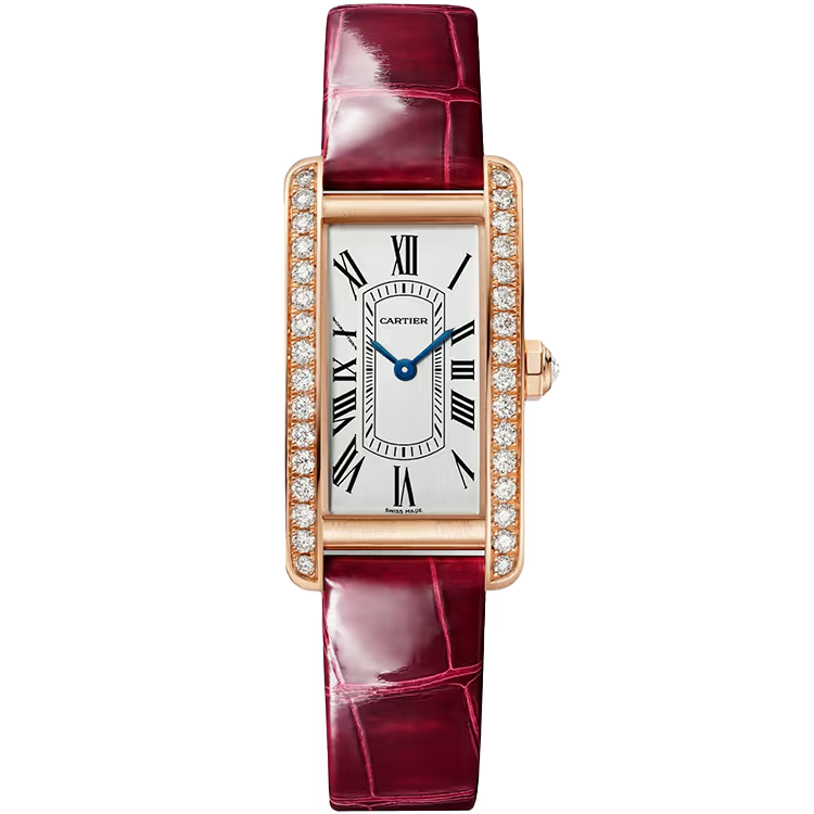 Cartier Tank White Dial Americaine Small Model Rose Gold Leather Bracelet 35mm - Image 1
