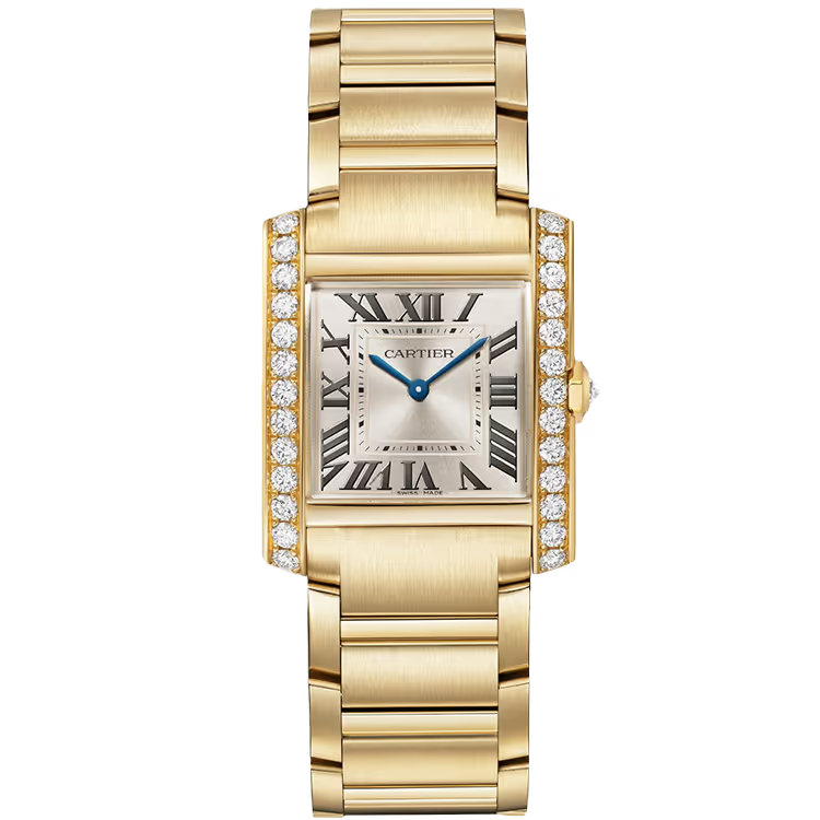 Cartier Tank Champagne Dial Francaise Medium Model Yellow Gold Diamond Bezel 32mm - Image 1