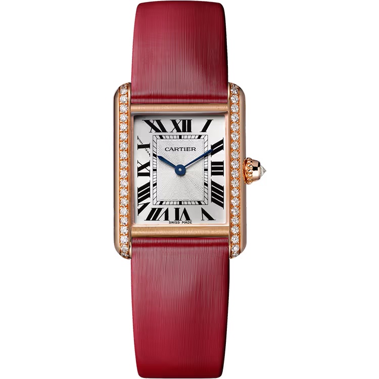 Cartier Tank Silver Dial Louis Small Model Rose Gold Leather Bracelet 30mm - Image 1