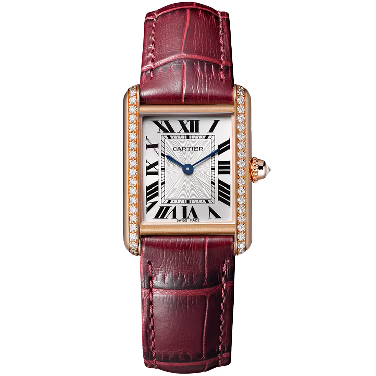 Cartier Tank Silver Dial Louis Small Model Rose Gold Leather Bracelet 30mm - Image 1