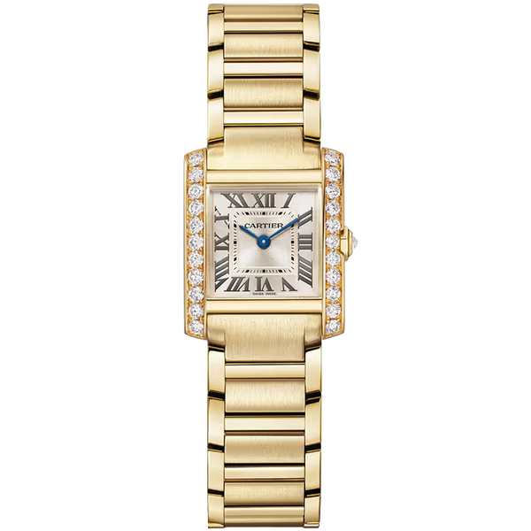Cartier Tank Champagne Dial Francaise Small Model Yellow Gold Diamond Bezel 26mm