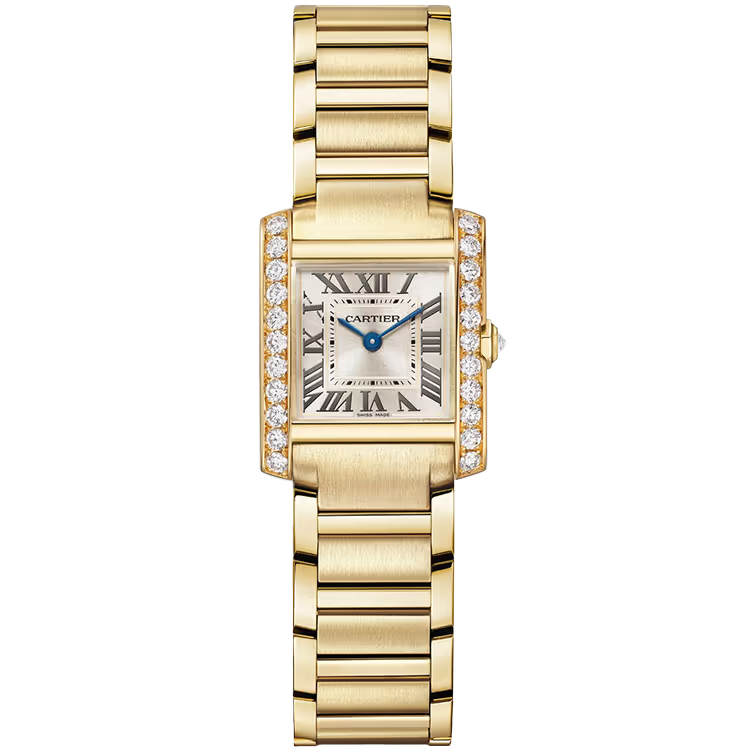 Cartier Tank Champagne Dial Francaise Small Model Yellow Gold Diamond Bezel 26mm - Image 1