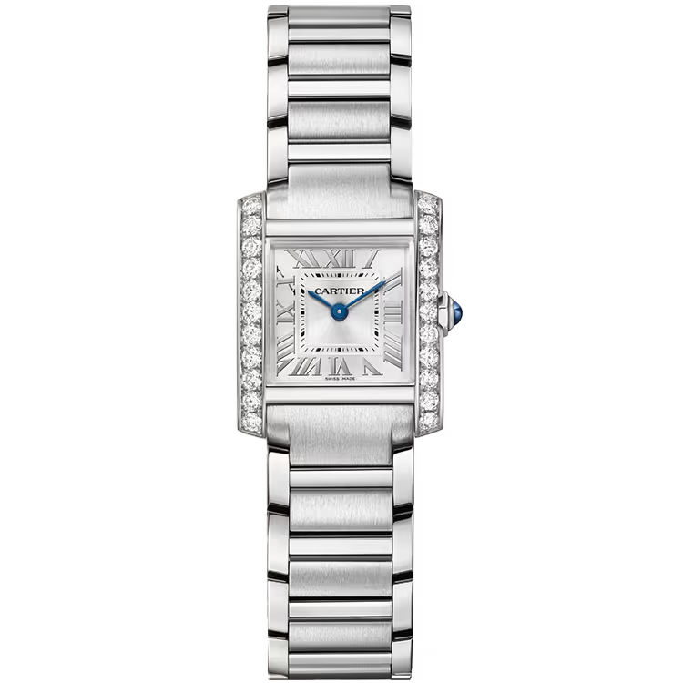 Cartier Tank Silver Dial Francaise Small Model Stainless Steel Diamond Bezel 26mm - Image 1