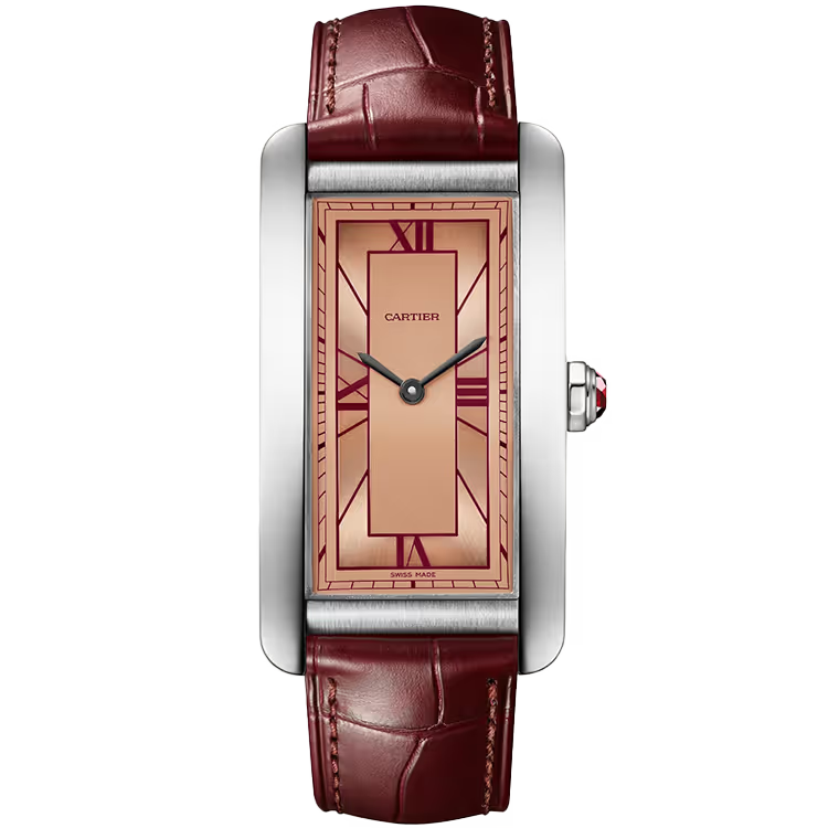 Cartier Tank Salmon Dial Americaine Large Model Platinum Leather Bracelet 44mm - Image 1
