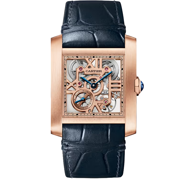 Cartier Tank Skeleton Dial Francaise Large Model Rose Gold Leather Bracelet 37mm - Image 1