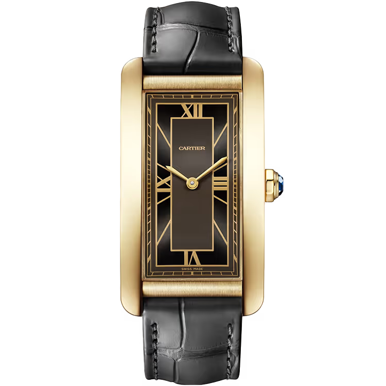 Cartier Tank Grey Dial Americaine Large Model Yellow Gold Leather Bracelet 44mm - Image 1