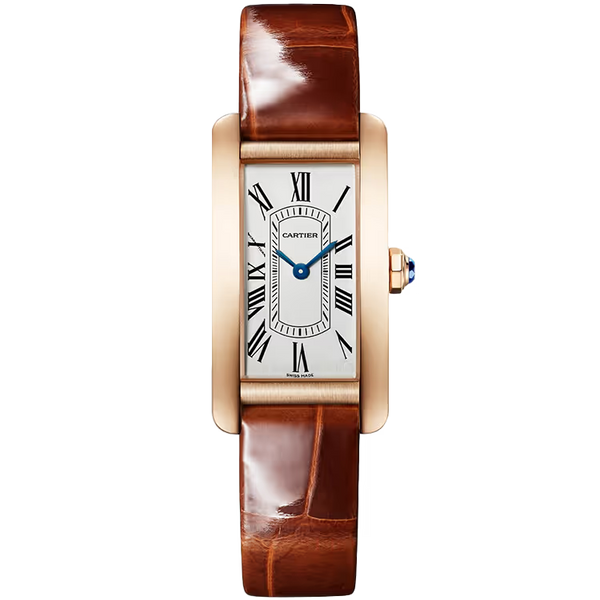 Cartier Tank White Dial Americaine Small Model Rose Gold Leather Bracelet 35mm