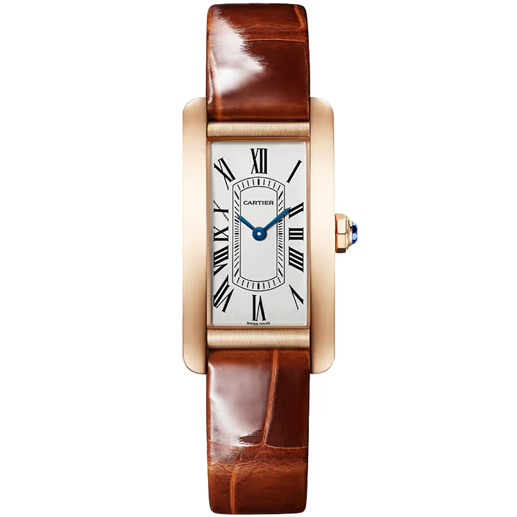 Cartier Tank White Dial Americaine Small Model Rose Gold Leather Bracelet 35mm - Image 1