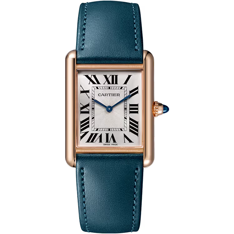 Cartier Tank Silver Dial Louis Large Model Rose Gold Leather Bracelet 34mm - Image 1