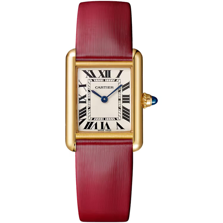 Cartier Tank White Dial Louis Small Model Yellow Gold Leather Bracelet 30mm - Image 1