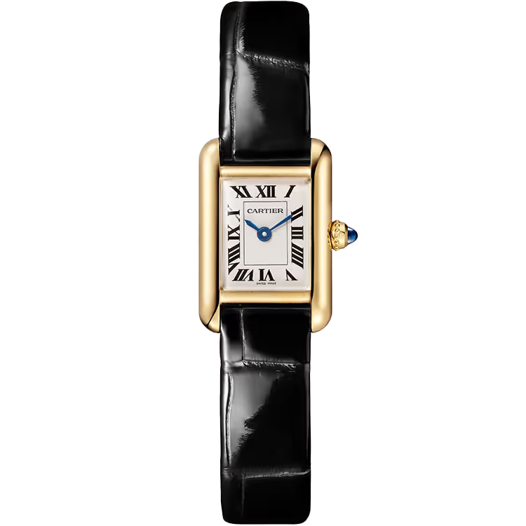 Cartier Tank White Dial Louis Mini Model Yellow Gold Leather Bracelet 24mm - Image 1