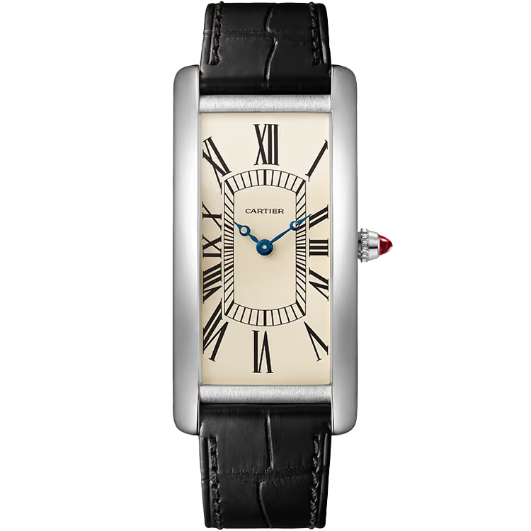 Cartier Tank Beige Dial Cintree Platinum Leather Bracelet 46mm - Image 1