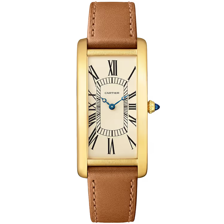 Cartier Tank Beige Dial Cintree Yellow Gold Leather Bracelet 46mm - Image 1