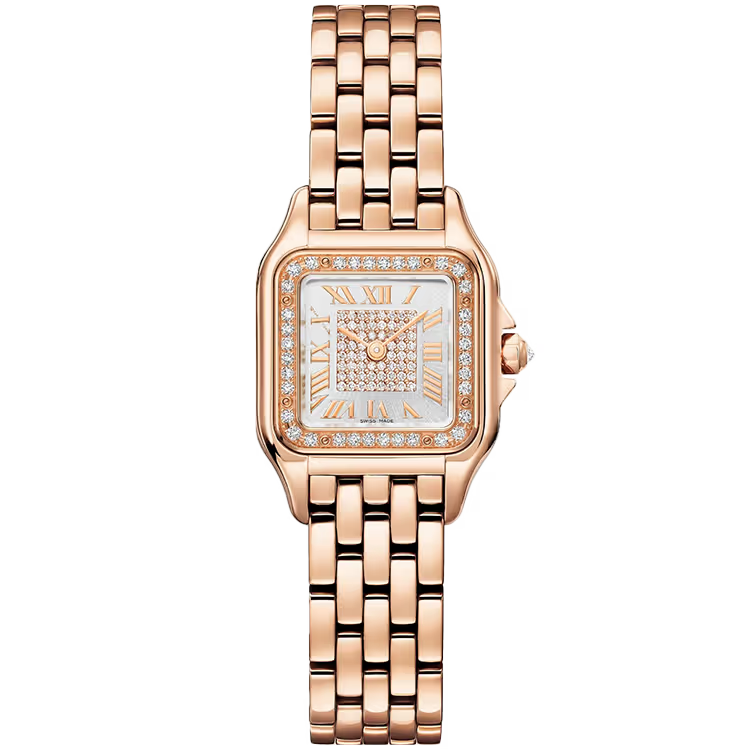Cartier Panthere Silver Dial Small Model Rose Gold Diamond Bezel 22mm - Image 1