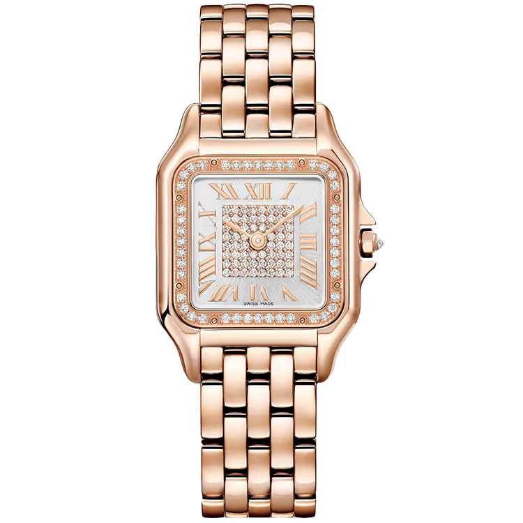 Cartier Panthere Silver Dial Medium Model Rose Gold Diamond Bezel 37mm - Image 1