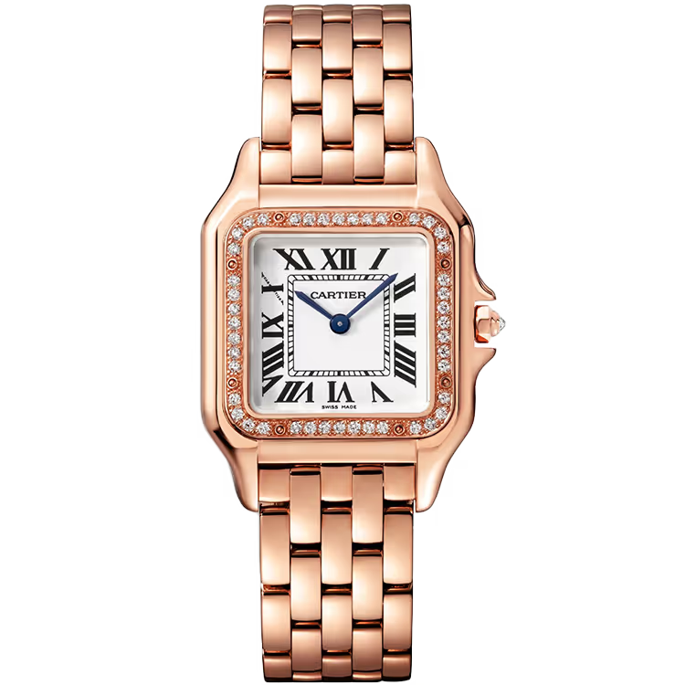 Cartier Panthere White Dial Medium Model Rose Gold Diamond Bezel 27mm - Image 1