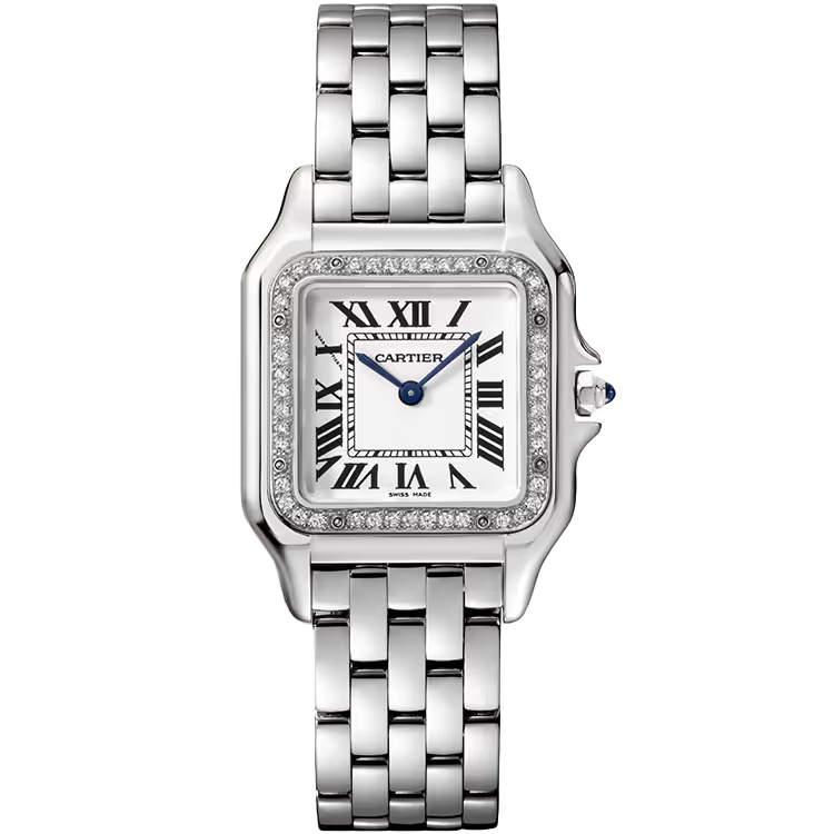 Cartier Panthere White Dial Medium Model Stainless Steel Diamond Bezel 37mm - Image 1