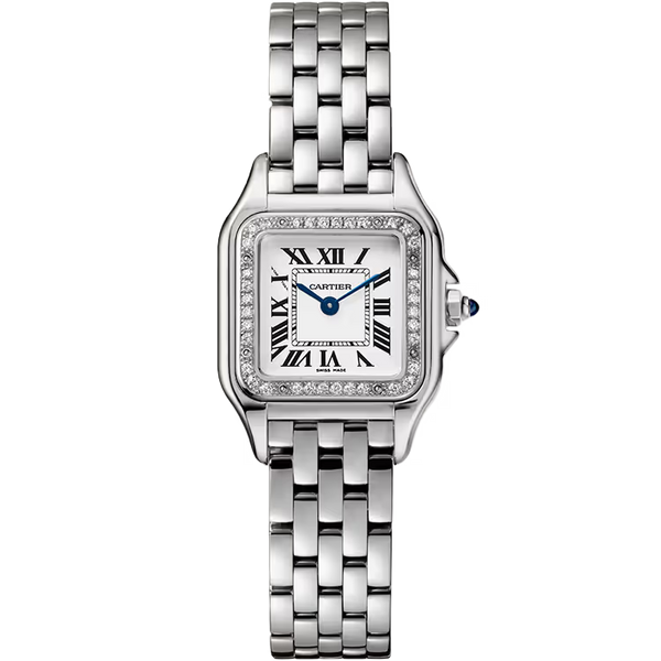 Cartier Panthere White Dial Small Model Stainless Steel Diamond Bezel 23mm