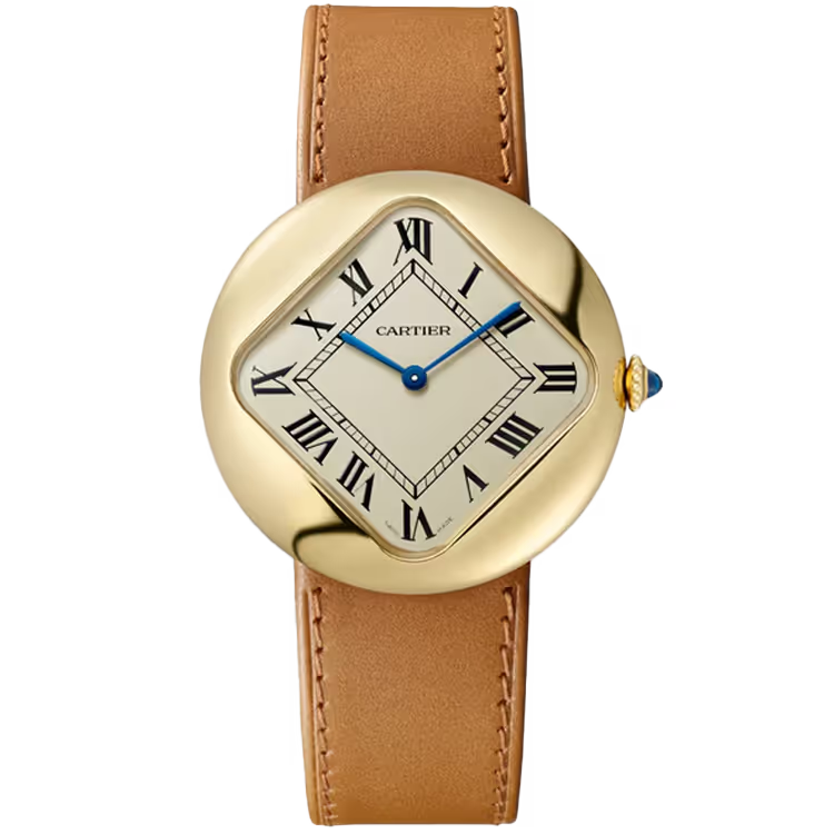 Cartier Pebble-Shaped Beige Dial Yellow Gold Leather Bracelet 36mm - Limited 150 - Image 1