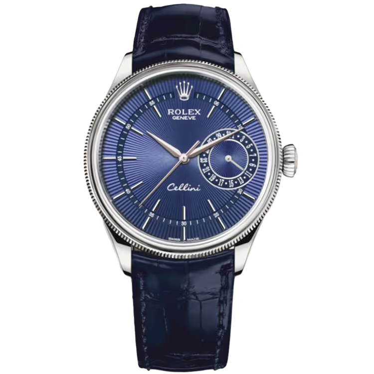 Rolex Cellini Blue Dial White Gold Blue Leather Strap 39mm - Image 1