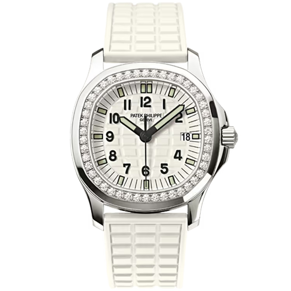 Patek Philippe Aquanaut Luce Eggshell Dial Stainless Steel Diamond Bezel Rubber Strap 36mm
