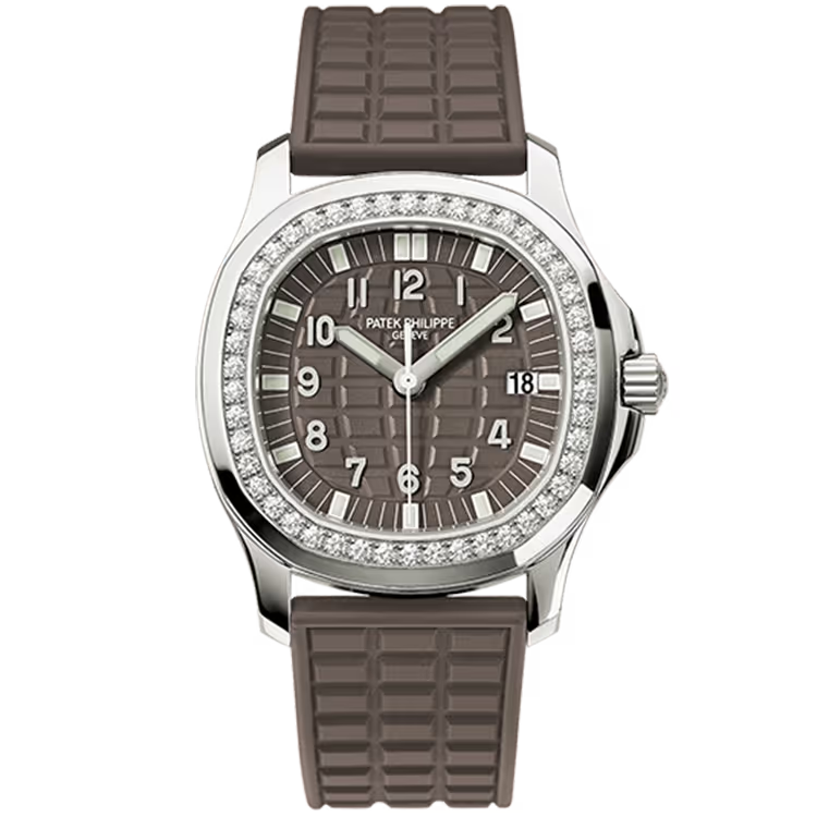 Patek Philippe Aquanaut Luce Chocolate Dial Quartz Stainless Steel Diamond Bezel Rubber Strap 36mm - Image 1
