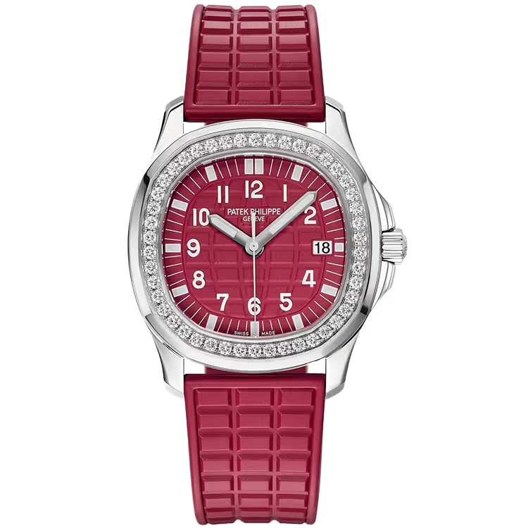 Patek Philippe Aquanaut Luce Red Dial Singapore Edition Quartz Stainless Steel Diamond Bezel Rubber Strap 36mm - Limited 300 - Image 1