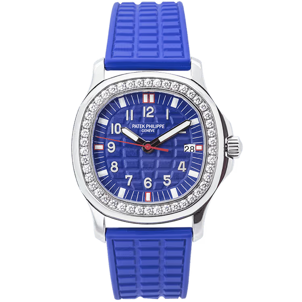 Patek Philippe Aquanaut Luce Royal Blue Dial Quartz Stainless Steel Diamond Bezel Rubber Strap 36mm