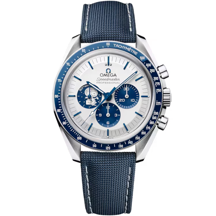 Omega Speedmaster White Dial Snoopy Chronograph Stainless Steel Fabric Strap 42mm - Image 1