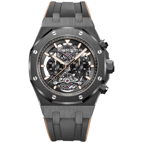 Audemars Piguet Royal Oak Skeleton Dial Tourbillon Chronograph Black Ceramic Rubber Strap 44mm - Limited 25