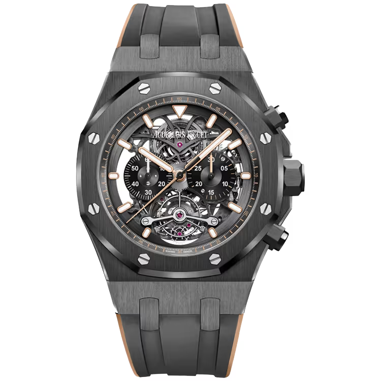 Audemars Piguet Royal Oak Skeleton Dial Tourbillon Chronograph Black Ceramic Rubber Strap 44mm - Limited 25 - Image 1