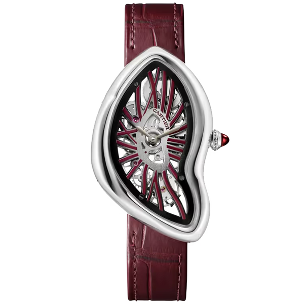 Cartier Crash Skeleton Dial Platinum Leather Bracelet 45mm- Limited 60