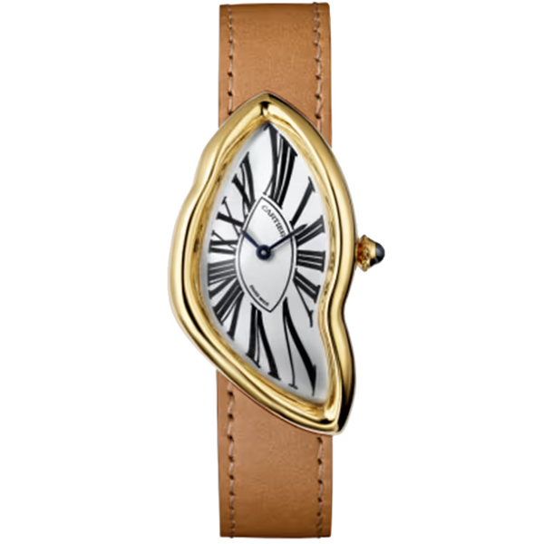 Cartier Crash White Dial Yellow Gold Leather Bracelet 42mm