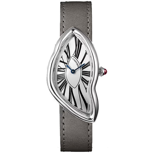 Cartier Crash Silver Dial London New Bond Street Exclusive Platinum Leather Bracelet 38mm