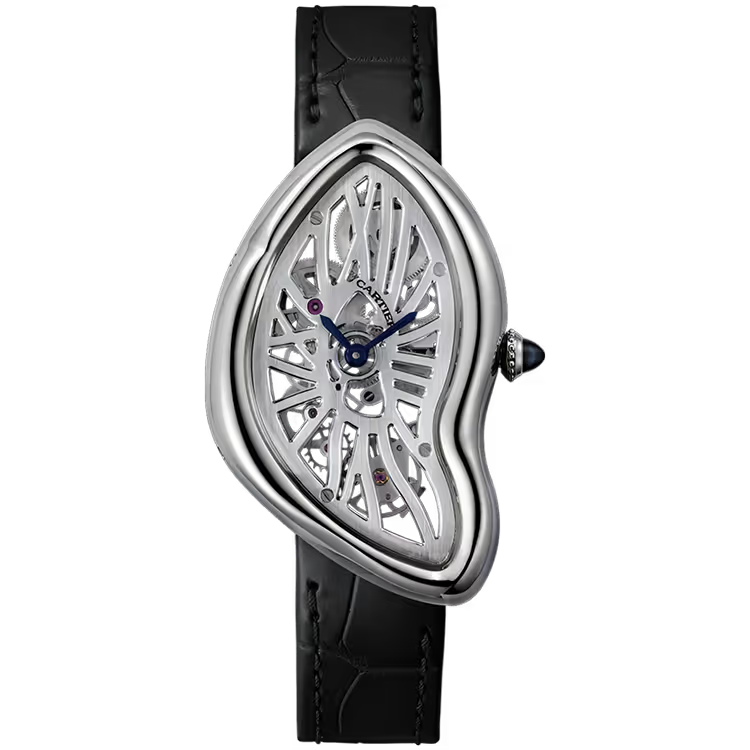 Cartier Crash Skeleton Dial Platinum Leather Bracelet 28mm - Limited 67 - Image 1