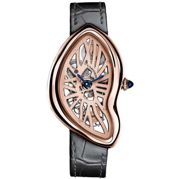 Cartier Crash Skeleton Dial Rose Gold Leather Bracelet 28mm - Limited 67