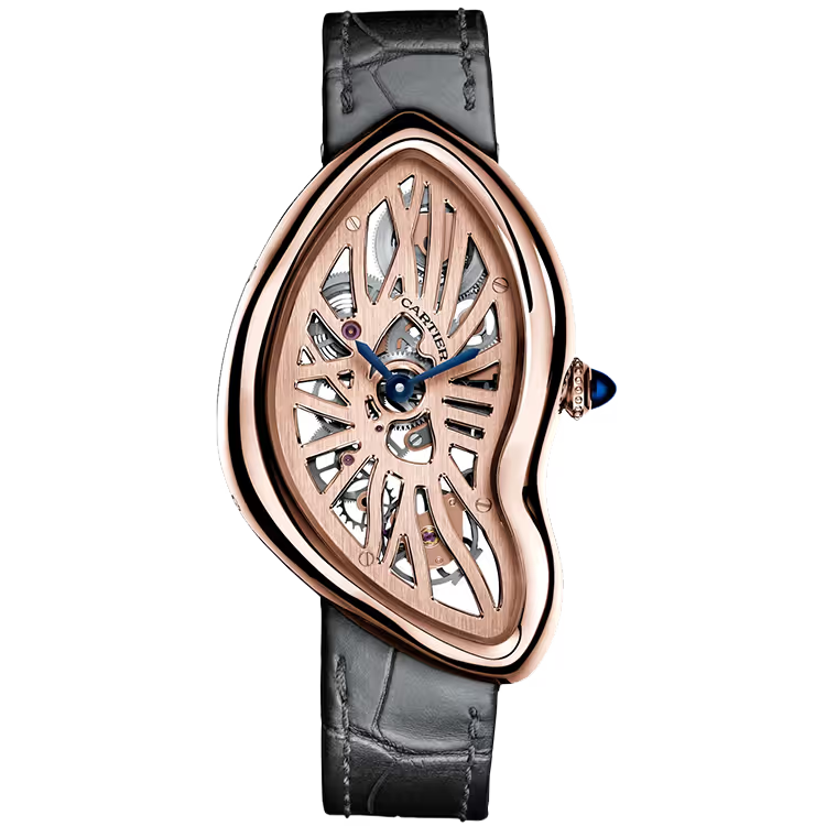 Cartier Crash Skeleton Dial Rose Gold Leather Bracelet 28mm - Limited 67 - Image 1