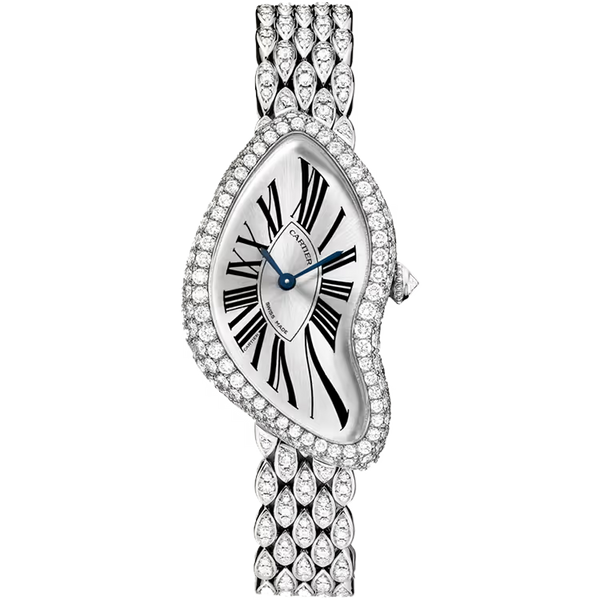 Cartier Crash Silver Dial White Gold Diamond Bezel Diamond Bracelet 38mm