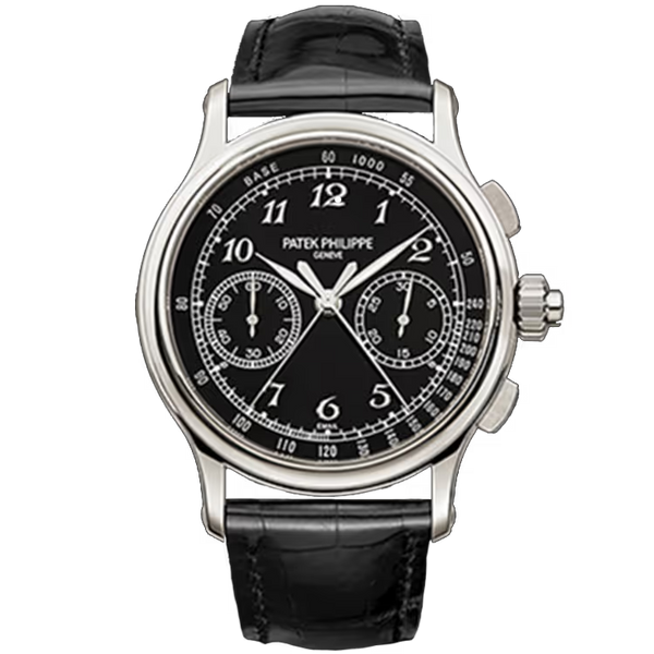 Patek Philippe Grand Complications Black Dial Chronograph Platinum Leather Strap 40mm