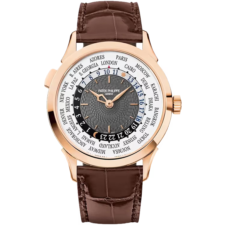 Patek Philippe Complications White Dial World Time Rose Gold Leather Strap 39mm - Image 1