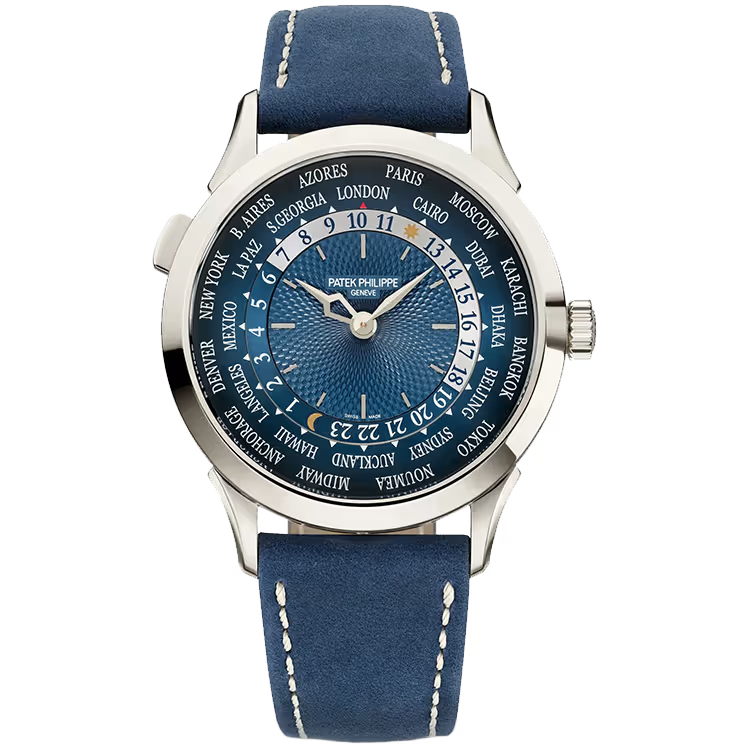 Patek Philippe Complications Blue Dial World Time Platinum Leather Strap 39mm - Image 1