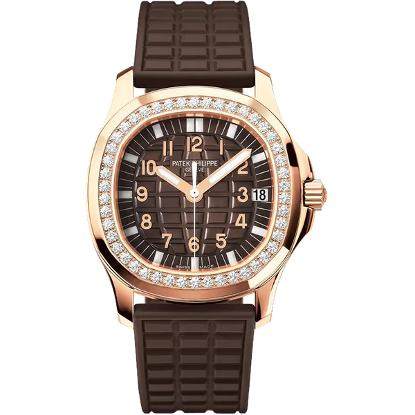 Patek Philippe Aquanaut Luce Chocolate Dial Rose Gold Diamond Bezel Rubber Strap 36mm