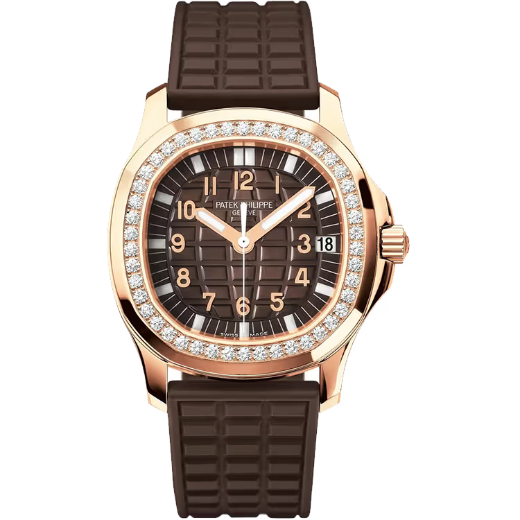 Patek Philippe Aquanaut Luce Chocolate Dial Rose Gold Diamond Bezel Rubber Strap 36mm - Image 1