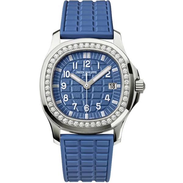 Patek Philippe Aquanaut Luce Blue Dial Quartz Stainless Steel Diamond Bezel Rubber Strap 37mm