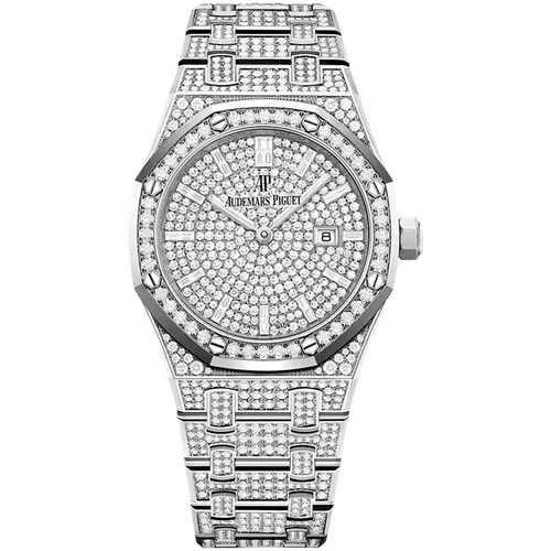 Audemars Piguet Royal Oak Diamond Pave Dial Quartz White Gold Diamond Bezel Diamond Bracelet 33mm
