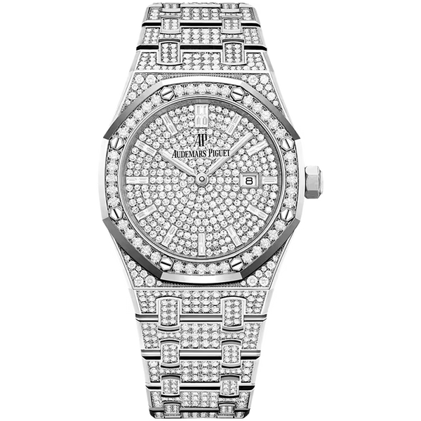 Audemars Piguet Royal Oak Diamond Pave Dial Quartz White Gold Diamond Bezel Diamond Bracelet 33mm