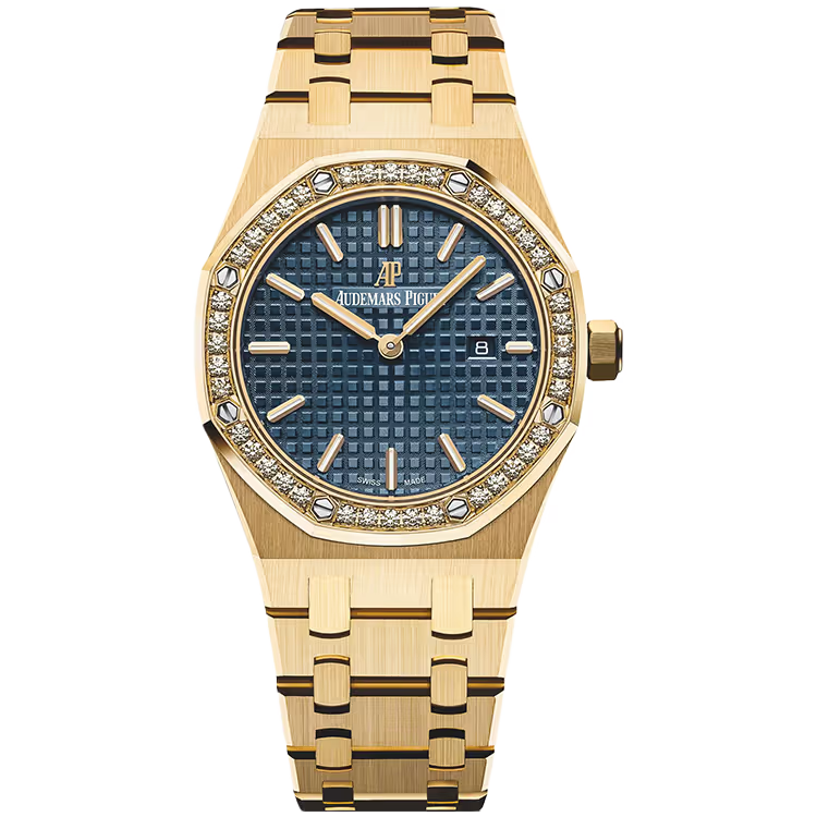 Audemars Piguet Royal Oak Blue Dial Quartz Yellow Gold Diamond Bezel 33mm - Image 1