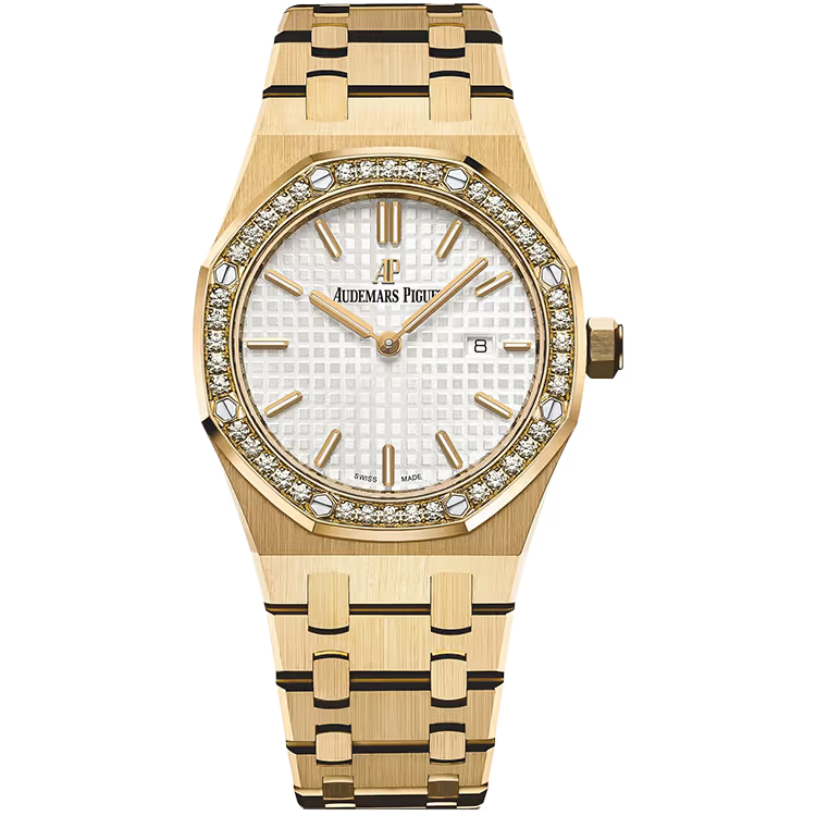 Audemars Piguet Royal Oak White Dial Quartz Yellow Gold Diamond Bezel 33mm - Image 1